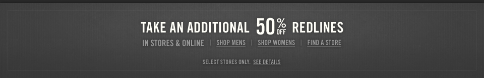 50% off Redlines - in stores & online!