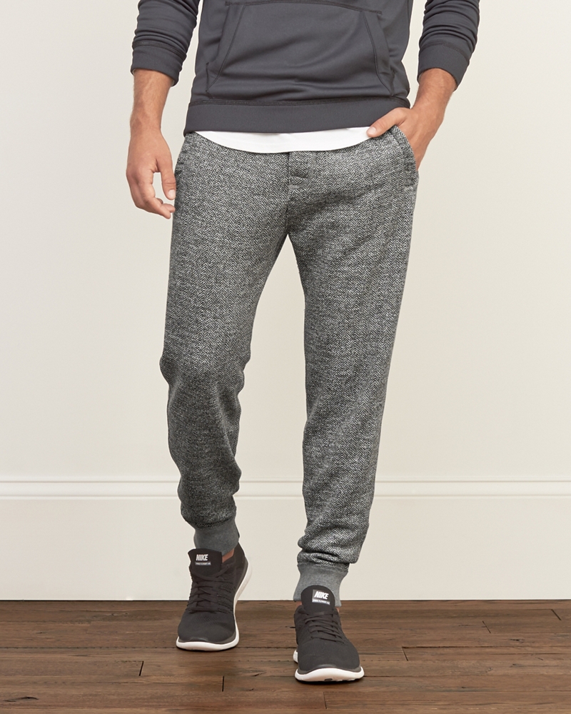 Mens A&F Herringbone Jogger Sweatpants
