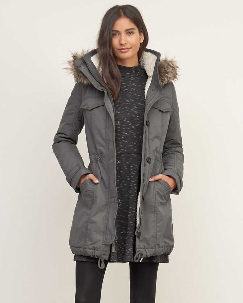 Womens A& Sherpa Lined Military Parka | Womens Secret Sale