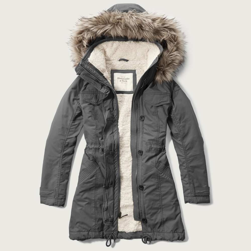 Womens   A&F Sherpa Lined Military Parka | Womens   Outerwear & Jackets