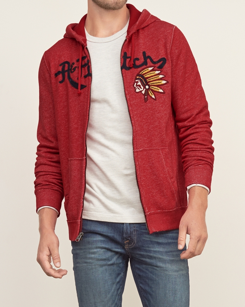 Mens Applique Logo Fleece Jacket Mens Hoodies & Sweatshirts