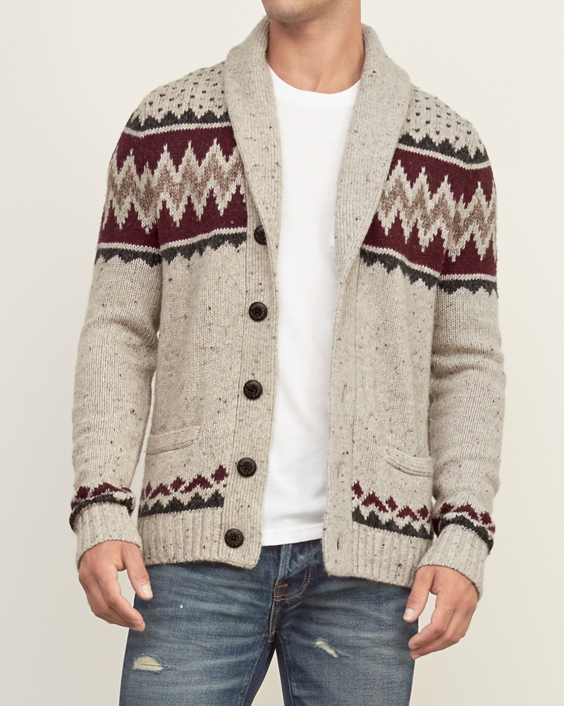 Mens Patterned Shawl Cardigan