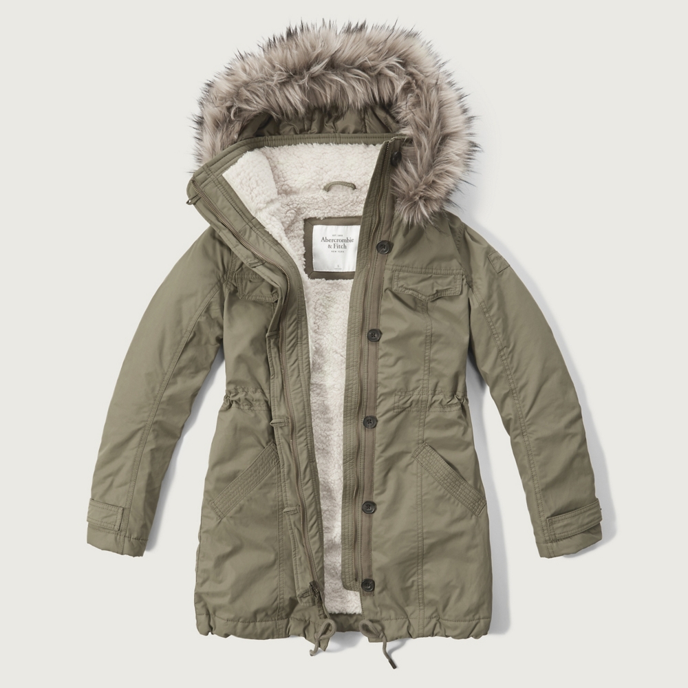 Womens Sherpalined Military Parka Womens Outerwear & Jackets