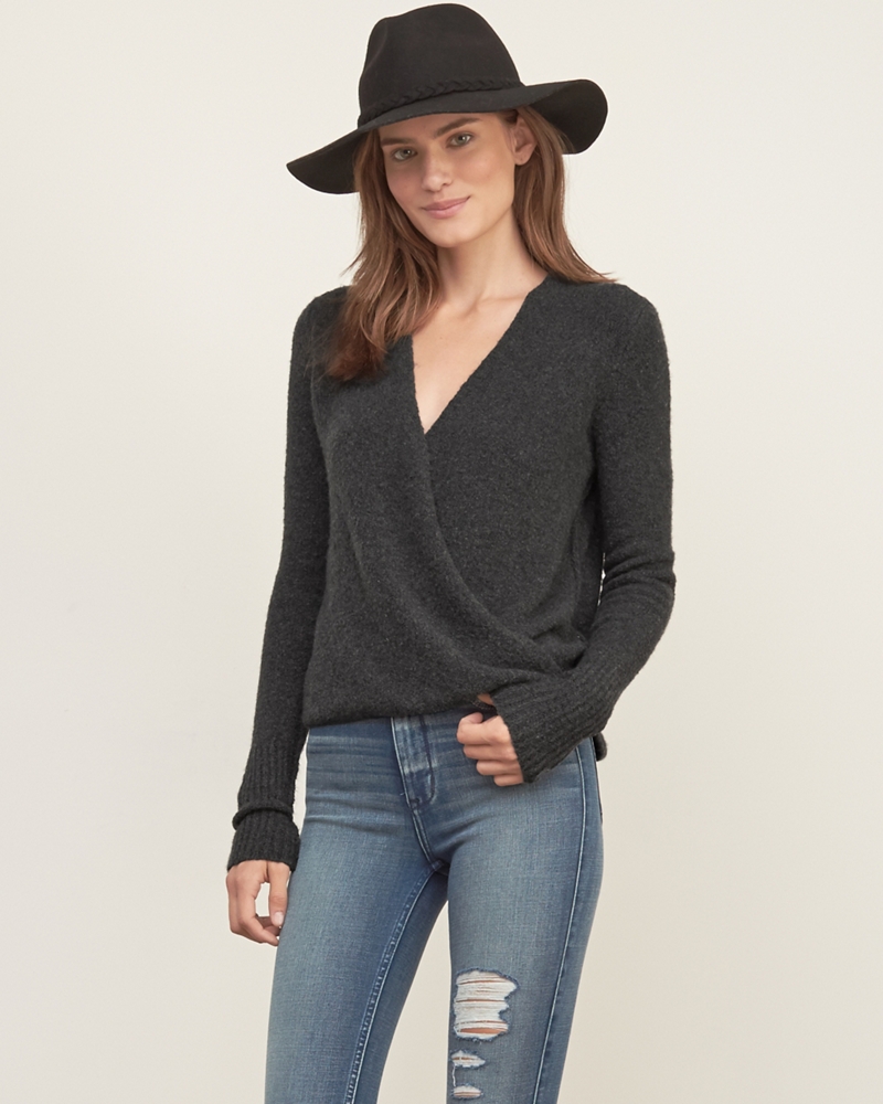 Womens Wrap Front Sweater