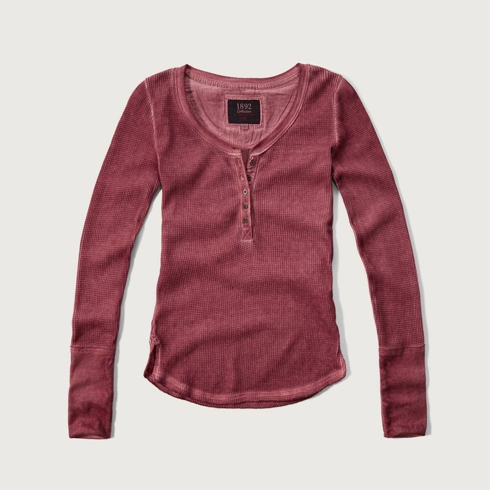 Womens Slim Waffle Henley Womens Tees & Tanks Abercrombie.co.uk