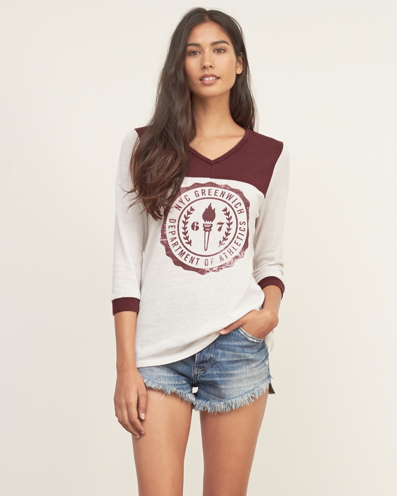 Womens Baseball Graphic Tee Womens New Arrivals Abercrombie.co.uk