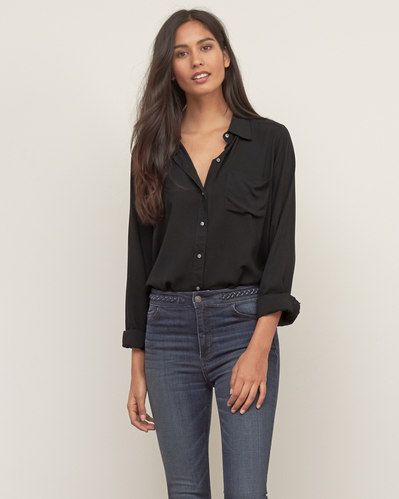 Womens Drapey Rayon Shirt Womens Tops Abercrombie.co.uk