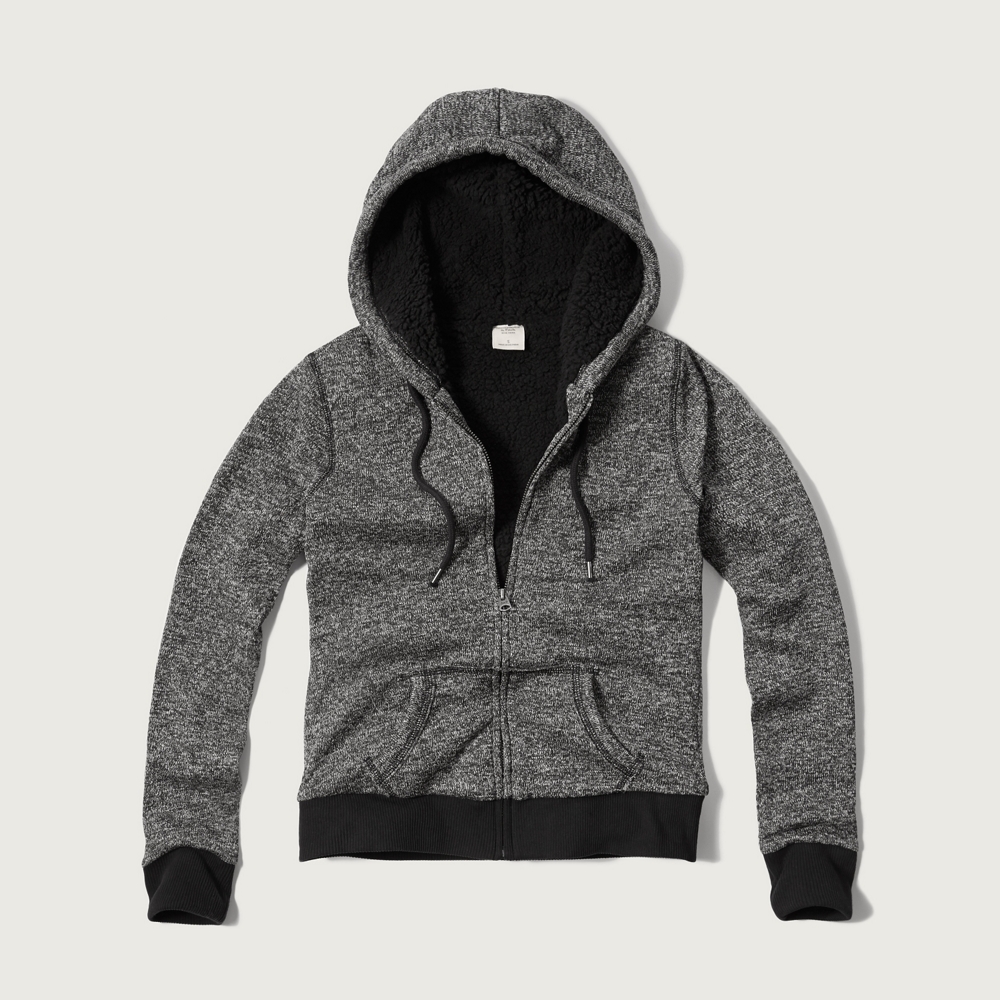 Womens Sherpa Lined Hoodie Womens A&F Logo Shop