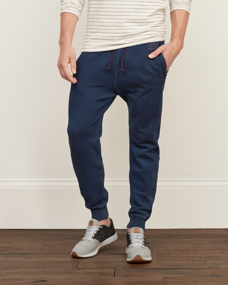 Mens A&F True Indigo Dye Joggers