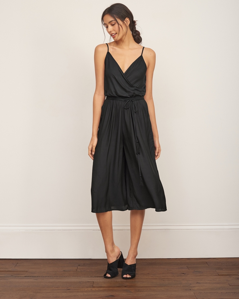 Womens Satin Wrap Front Jumpsuit Womens New Arrivals