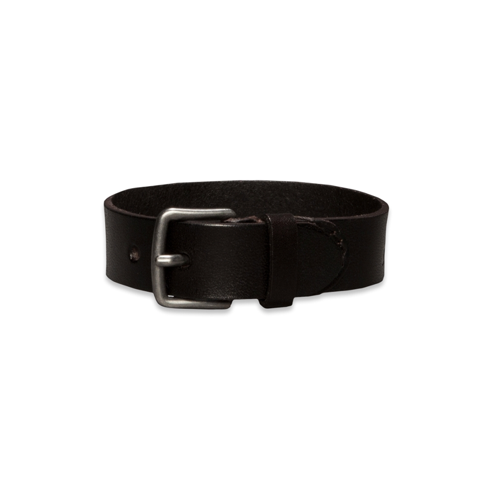 Mens Rugged Leather Logo Bracelet