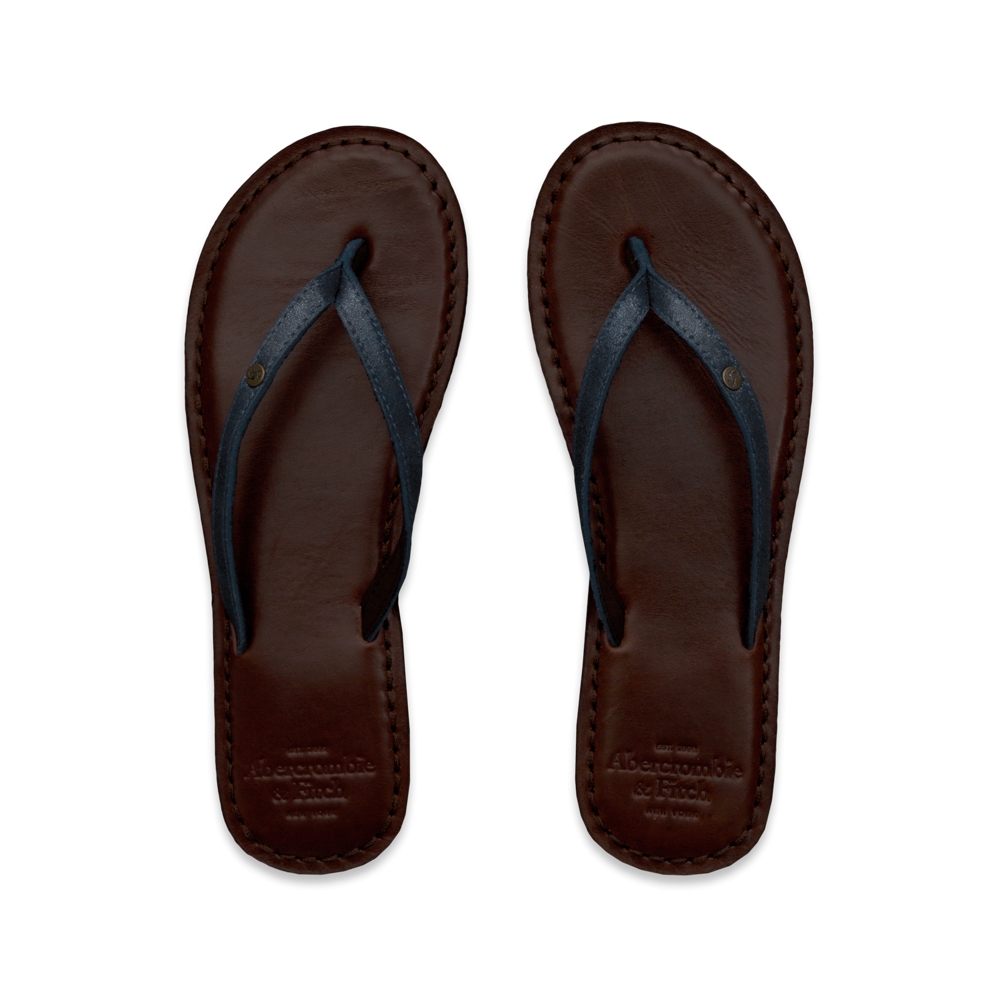 Womens Dark Leather Flip Flops