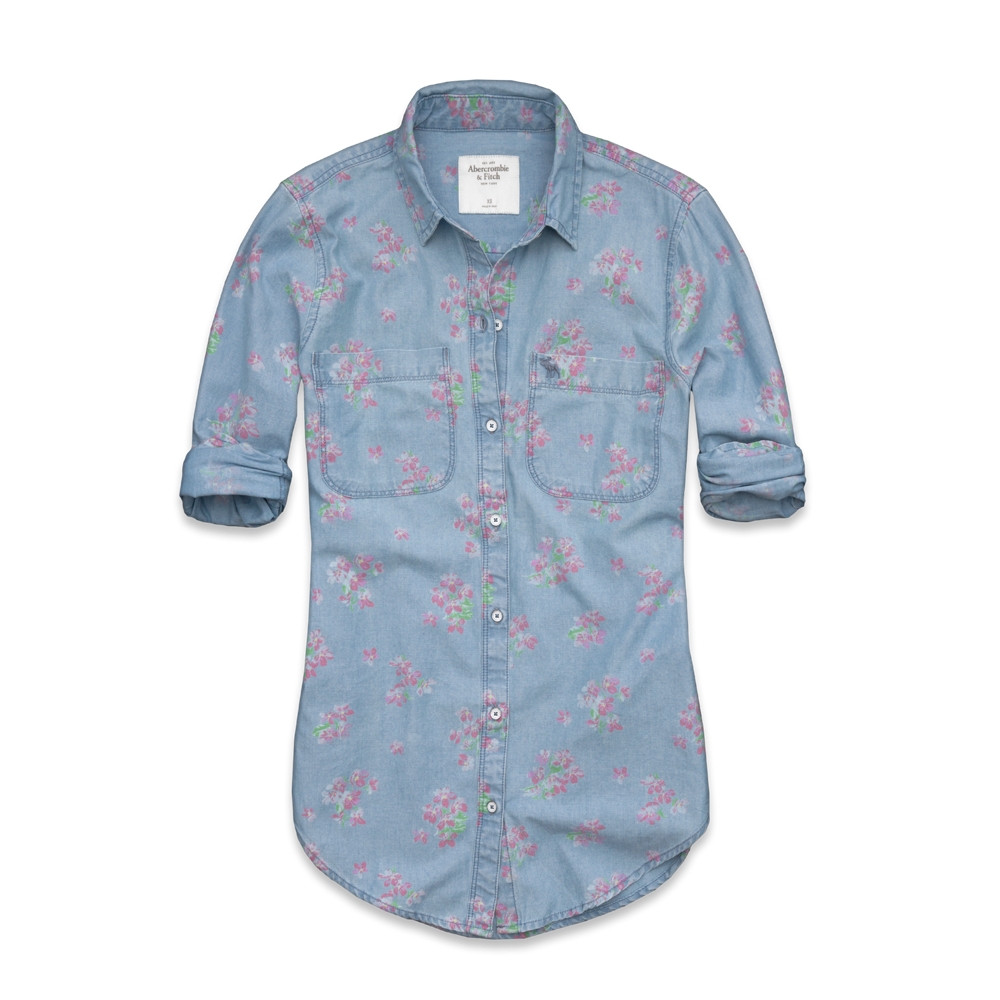 Womens Benni Floral Chambray Shirt