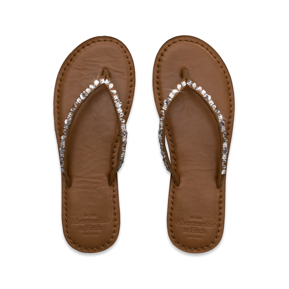 Womens Shine Leather Flip Flops