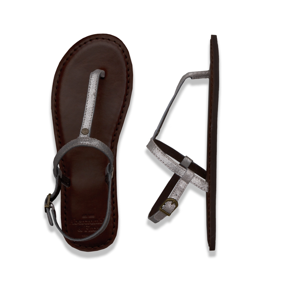 Womens Dark Leather Flip Flops