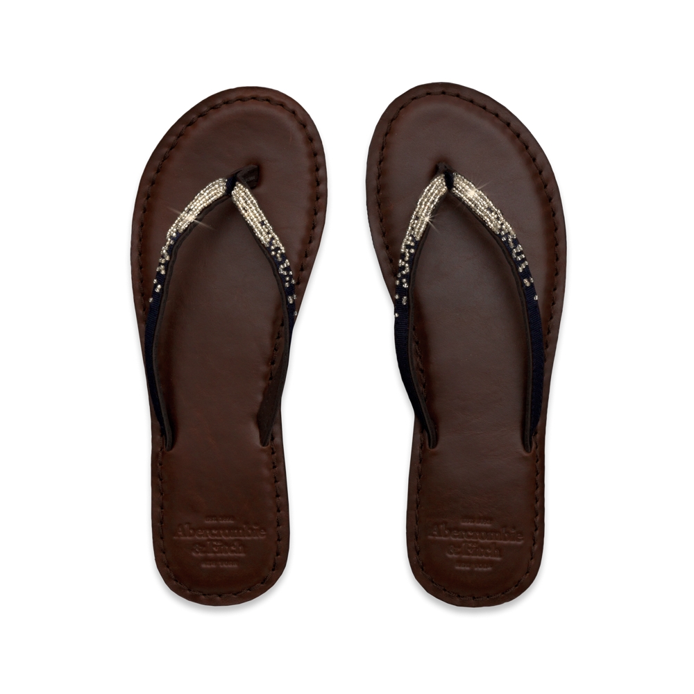 Womens Shine Leather Flip Flops