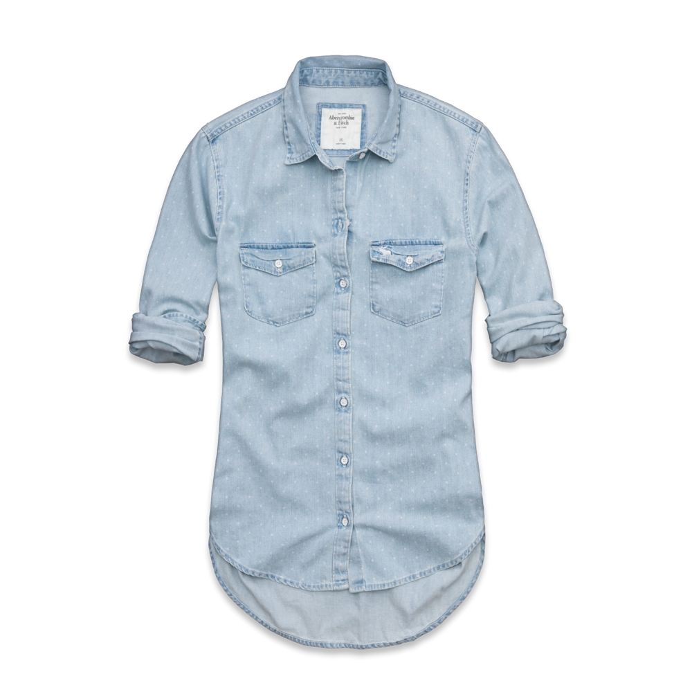 Womens Elsie Dot Print Denim Shirt