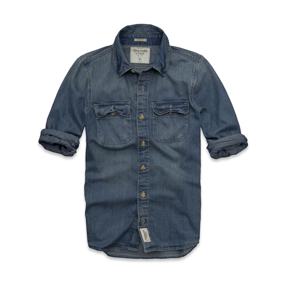 Mens Stripe Denim Shirt