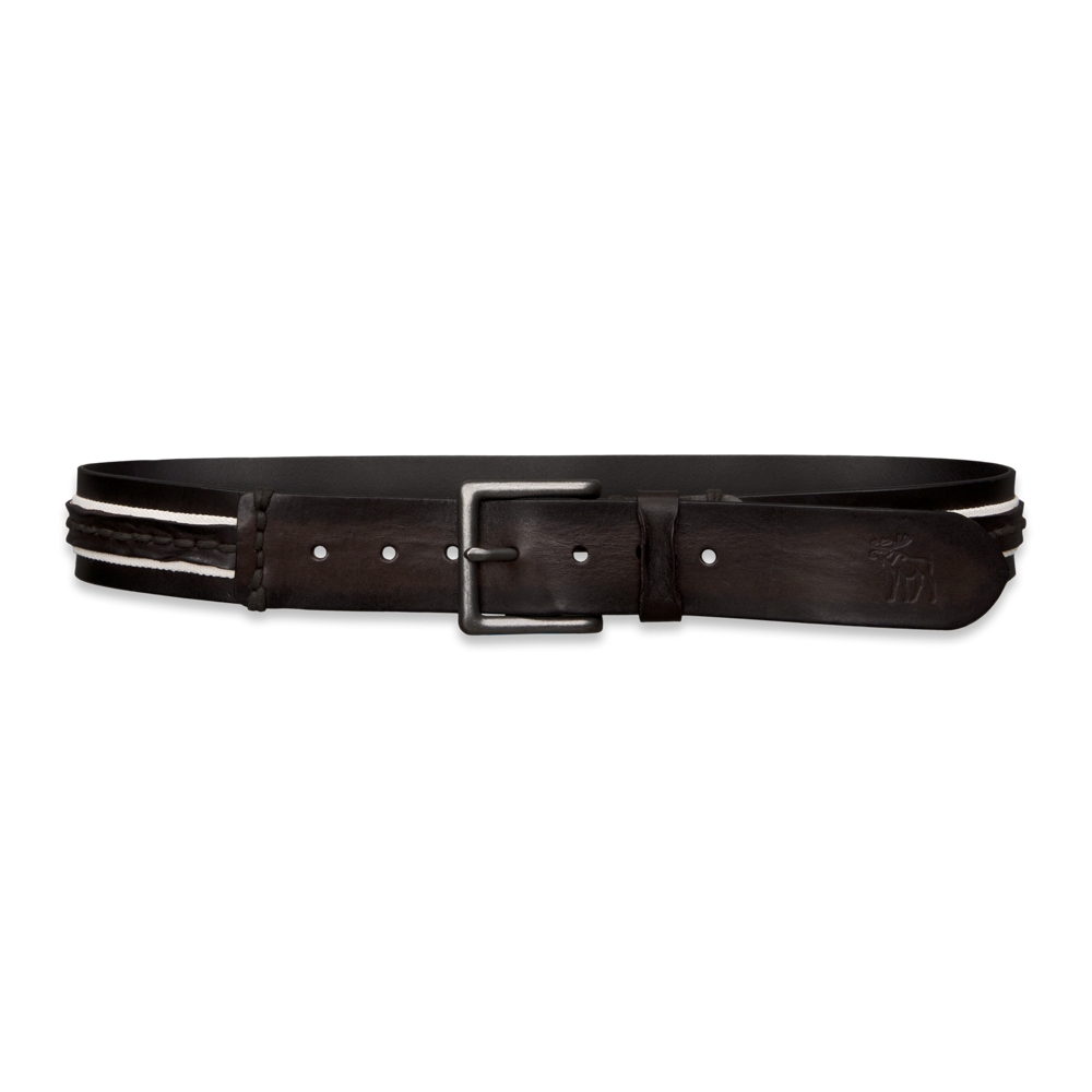 Mens Striped Leather Belt