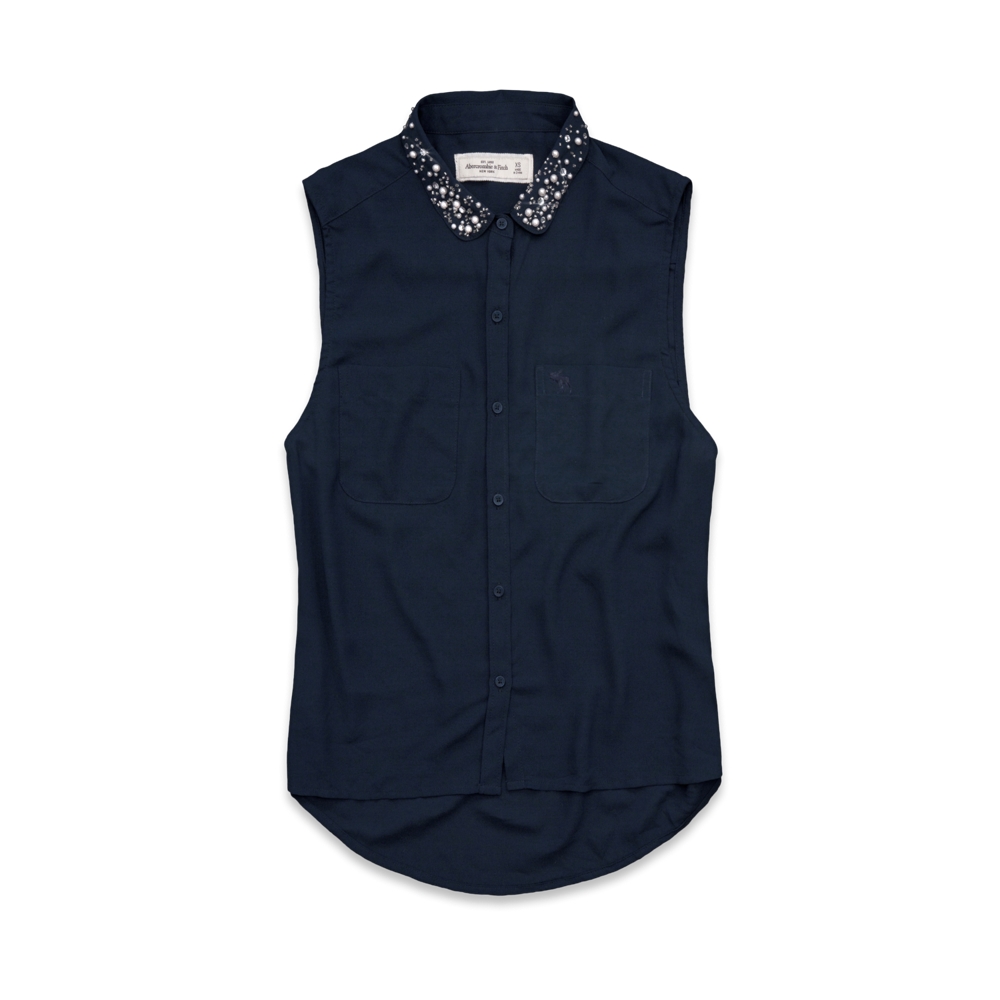 Womens Charissa Embellished Collar Shirt