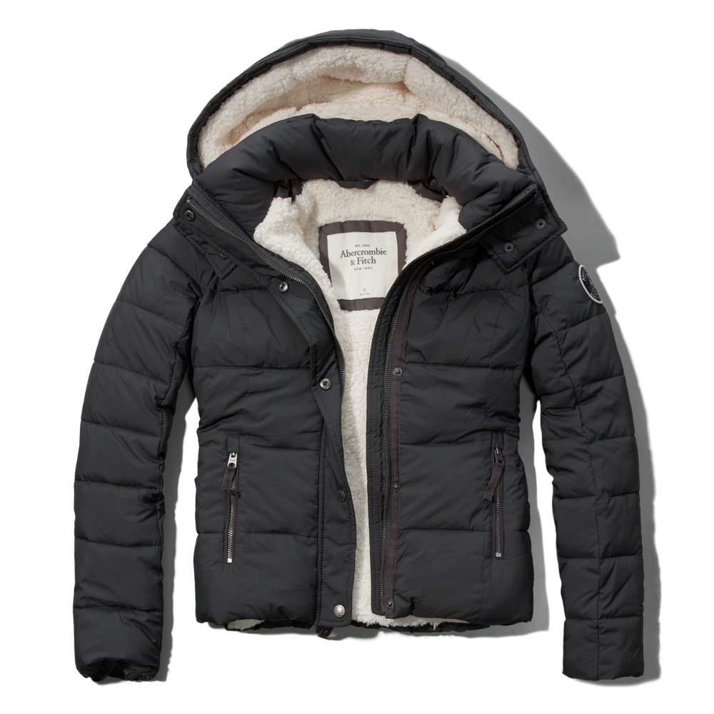 Womens A&F Sherpa Lined Puffer Jacket Womens Exclusives