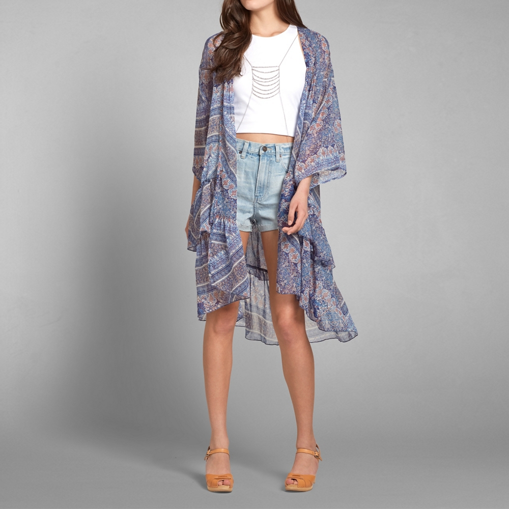 Womens Printed Chiffon Kimono Womens Clearance