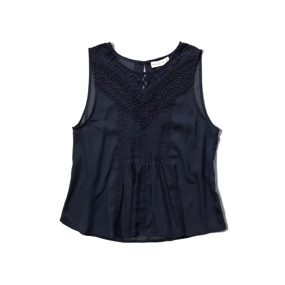 Womens Sheer Embroidered Shell Womens Tops Abercrombie.co.uk
