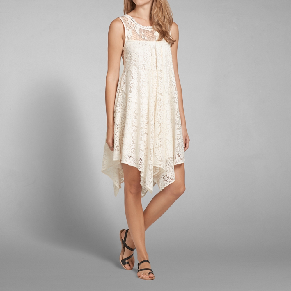 Womens Floral Lace Handkerchief Dress Womens Dresses & Rompers