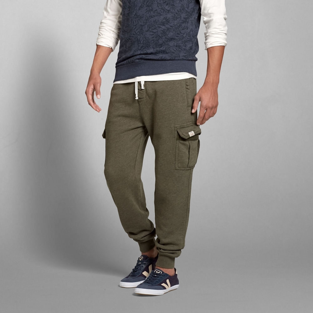 Mens A&F Cargo Jogger Sweatpants