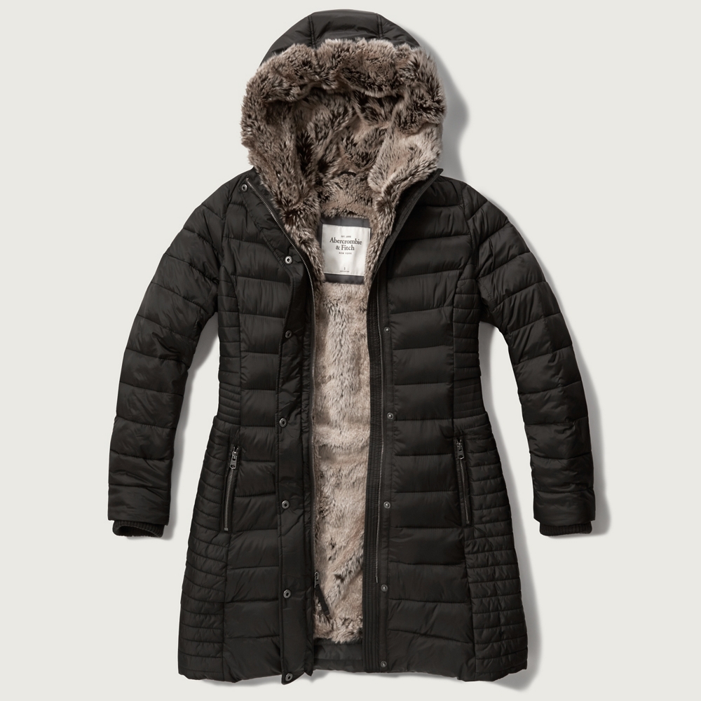 Womens FauxFur Lined Puffer Parka