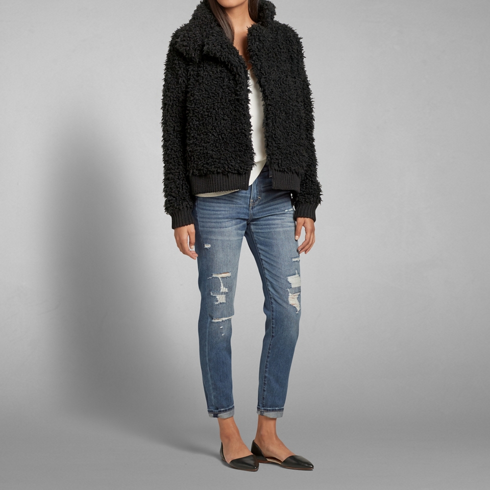 abercrombie full zip sherpa jacket