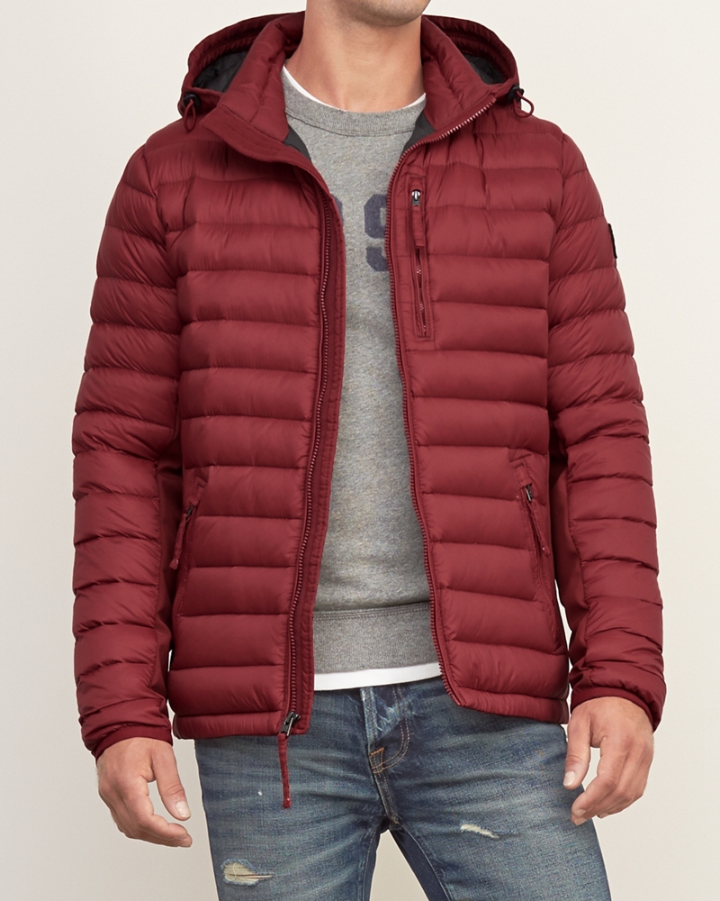 Mens A&F AllSeason Lightweight Hooded Down Jacket Mens Outerwear & Jackets
