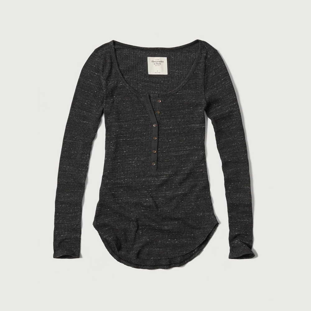 Womens Slim Ribbed Henley Womens A&F Essentials Abercrombie.co.uk