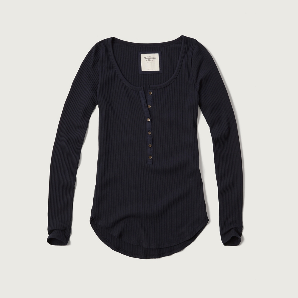 Womens Slim Ribbed Henley Womens Tees & Tanks