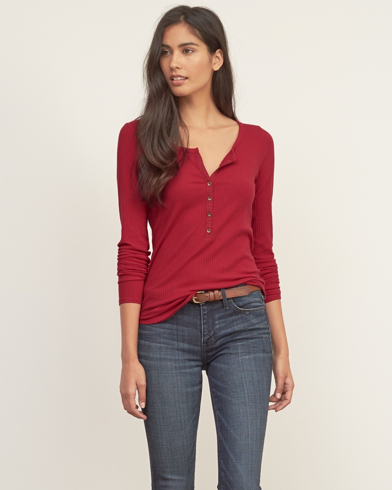 Womens Slim Ribbed Henley Womens New Arrivals