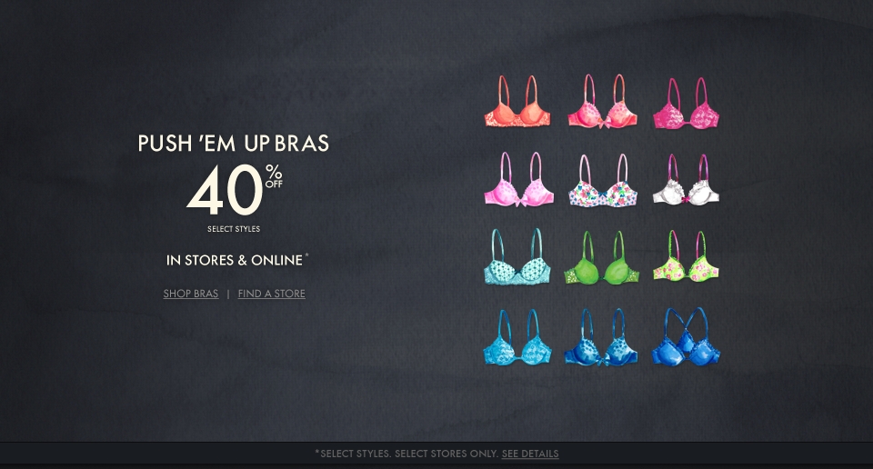 Take 40% off bras at Gilly Hicks!