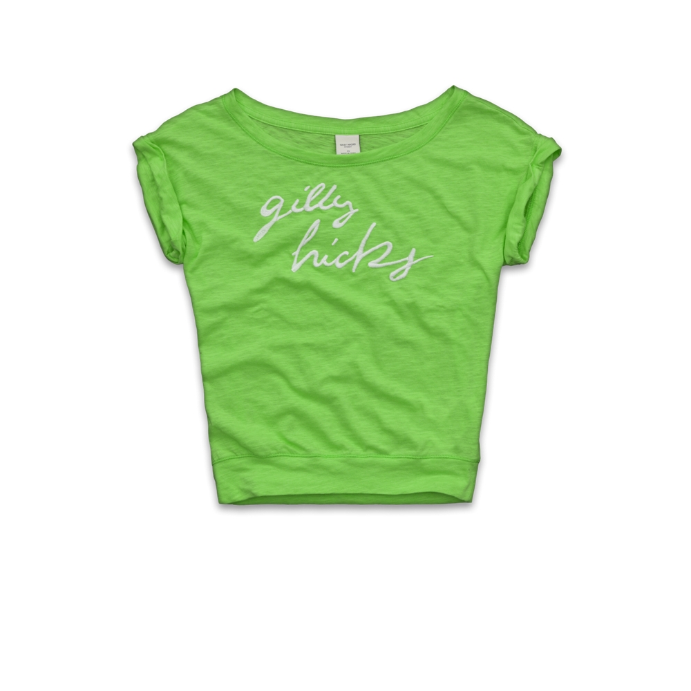 Womens Logo Signature Graphic Cropped Tee