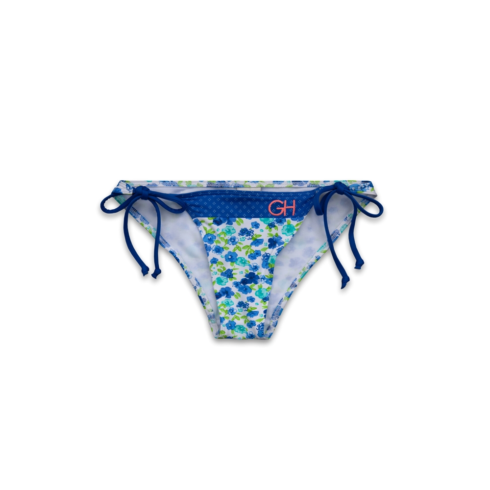 Womens Contrasting Print Side-Tie Swim Bottom