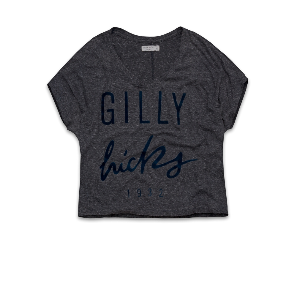 Womens Logo Graphic Cropped Oversize Tee