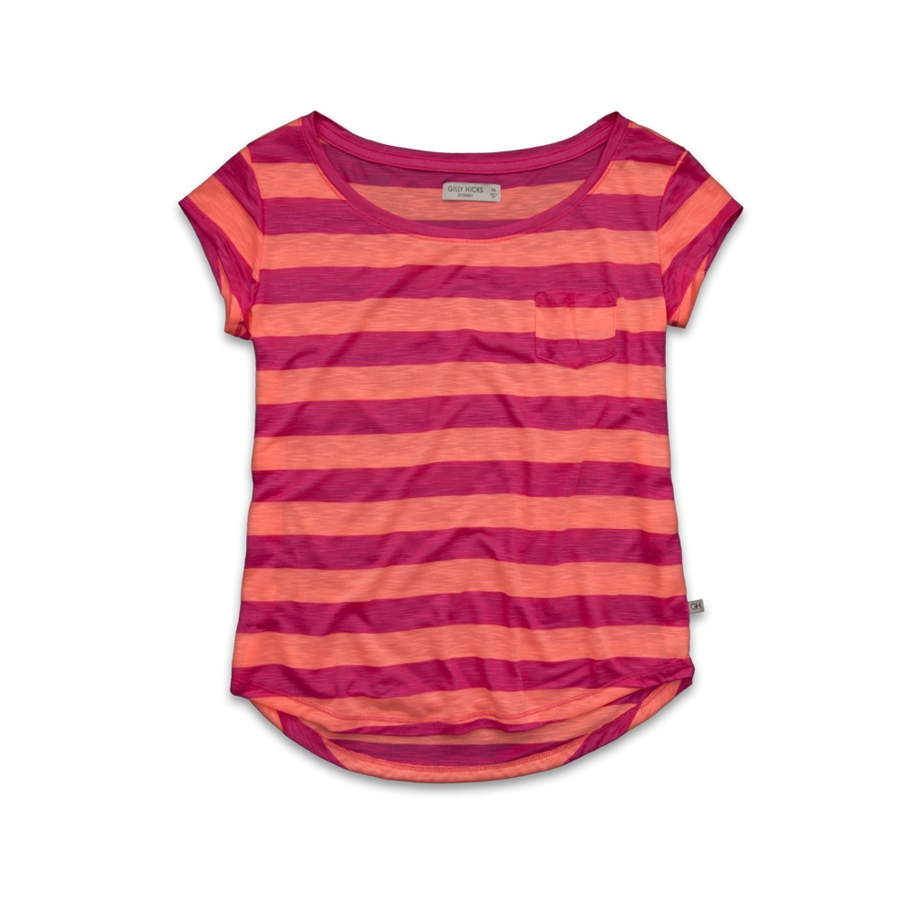 Womens Stripe Scoop Neckline Tee