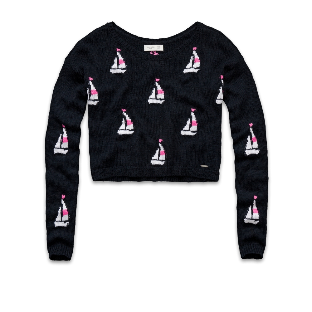 Womens Sailboat Intarsia Sweater