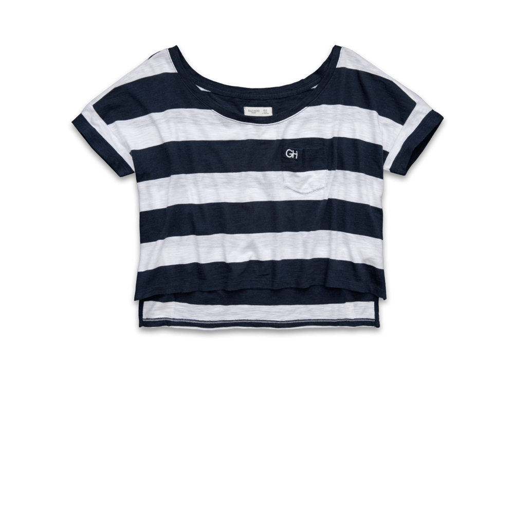 Womens Stripe Cropped Tee