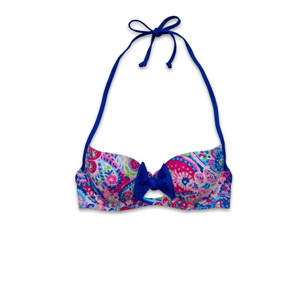 Womens Printed Keyhole With Bow Swim Top