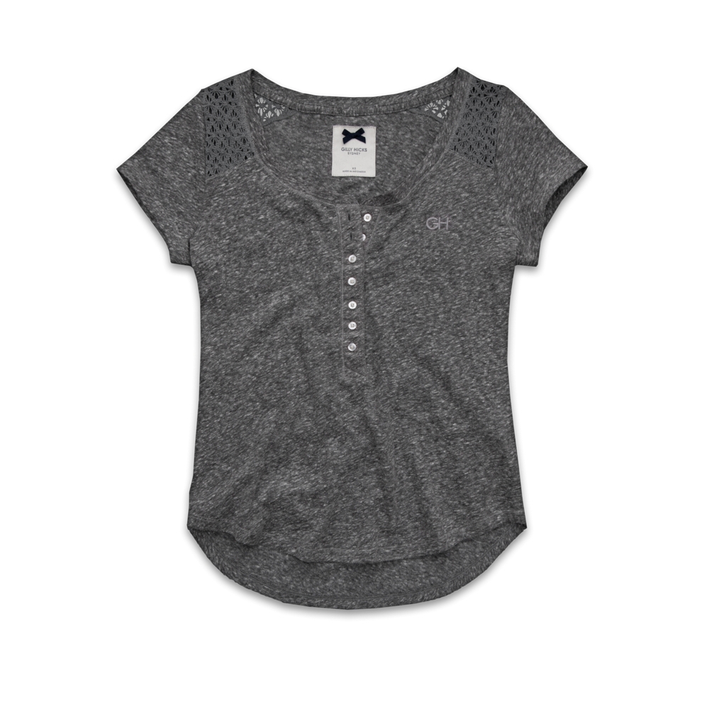 Womens Lace Panel Henley