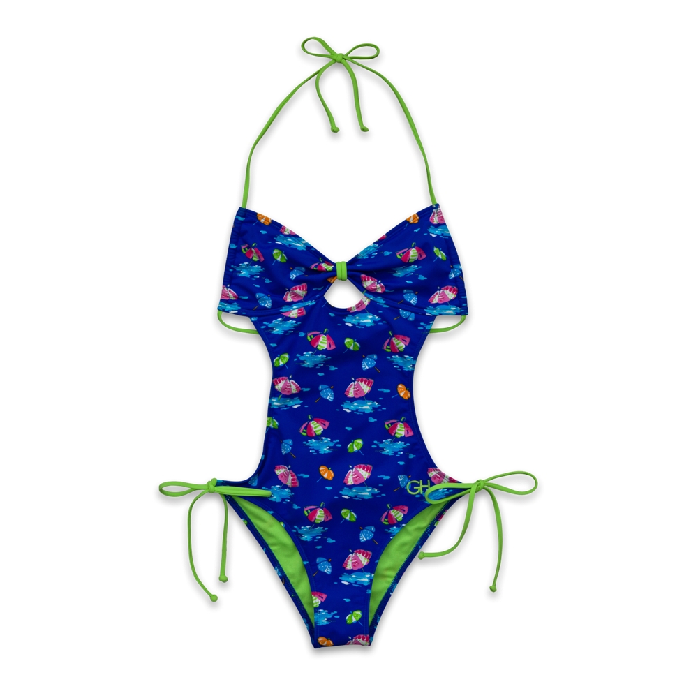 Womens Beach Scene One-Piece Swim Suit