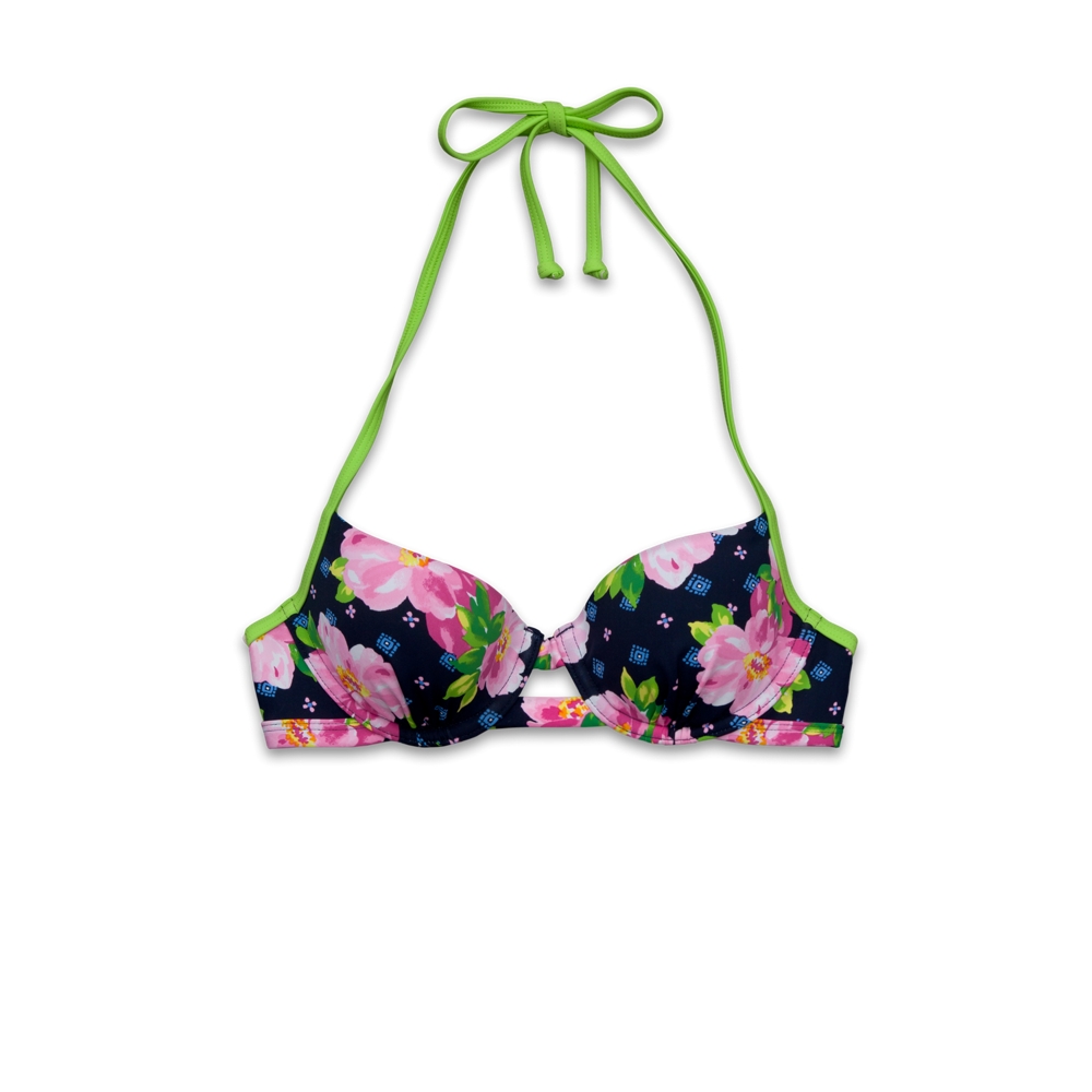 Womens Floral Push 'Em Up Balconet Swim Top