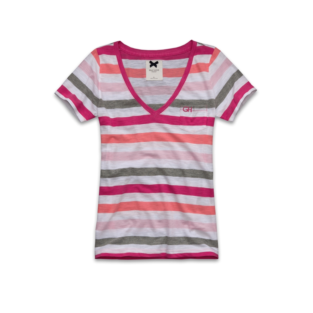 Womens Striped V-Neck Tee