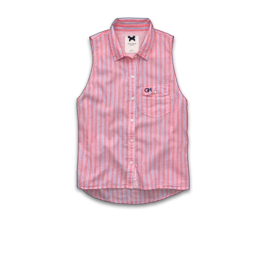 Womens Sleeveless Striped Shirt