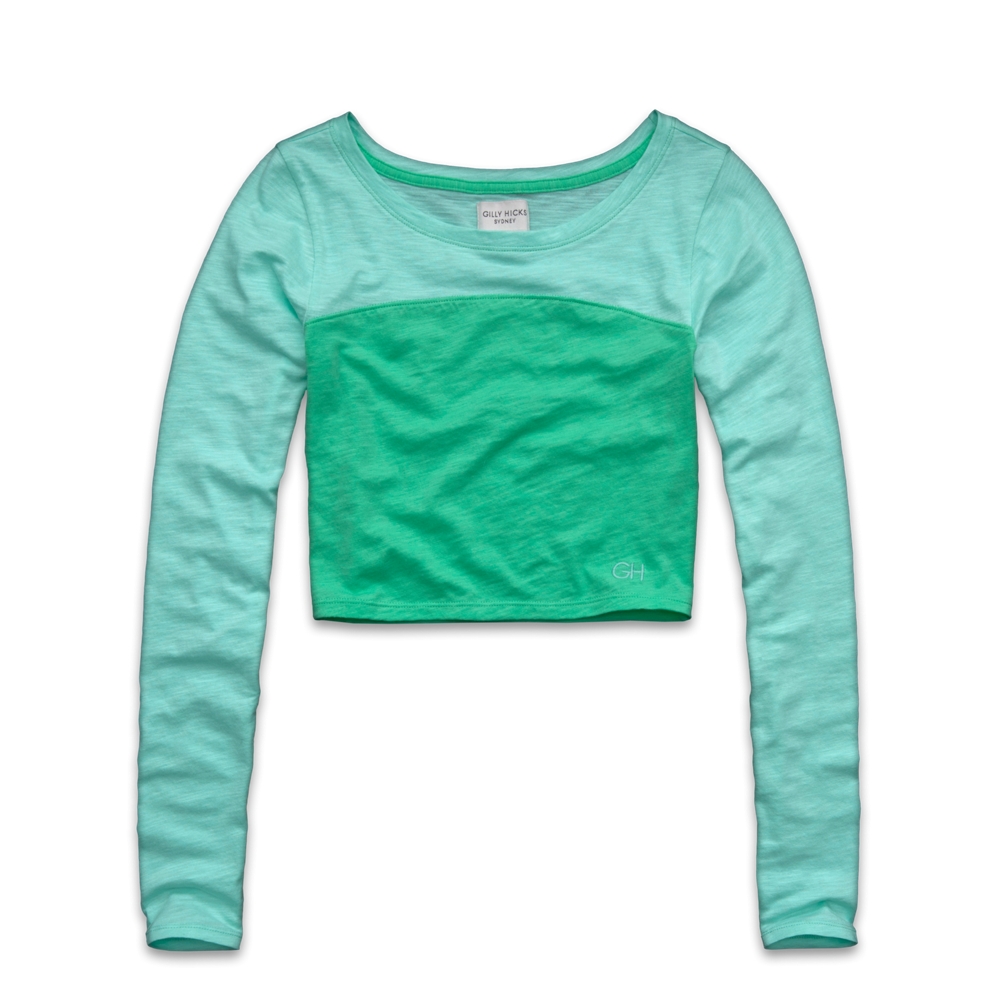 Womens Colorblocked Cropped Tee