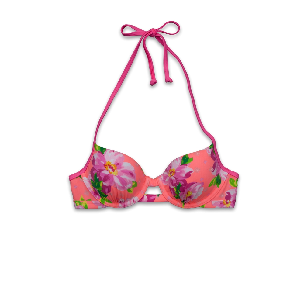 Womens Floral Push 'Em Up Balconet Swim Top